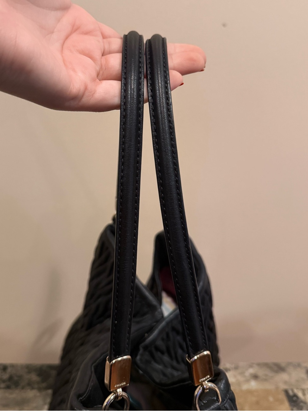 Coach Madison Phoebe Gathered Twist Leather Shoulder Bag - Black - Picture 7 of 16